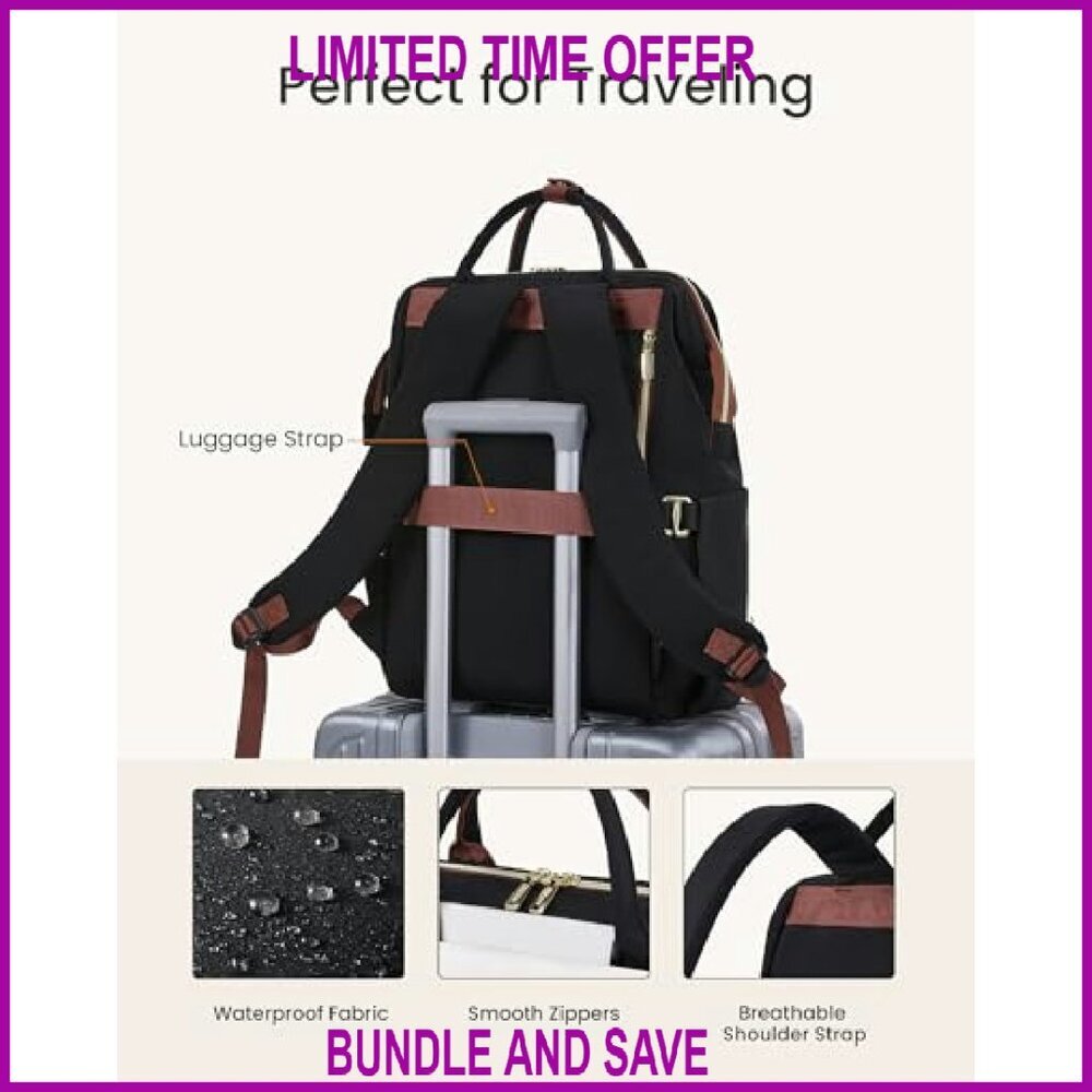 15.6 Inch Laptop Backpack with Tumbler Holder, Waterproof Travel Bag for Work - Picture 7 of 8